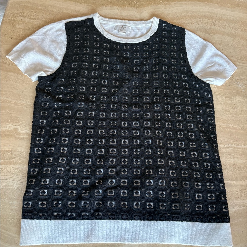Kate Spade Black Lace and Cream Sweater